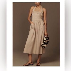 Anthropologie Porridge Halter Utility Midi Dress